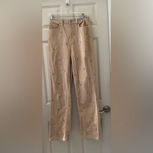 Women’s PacSun Mirco Embroidered Blue Mushroom Tan corduroy Boyfriend Jeans 27